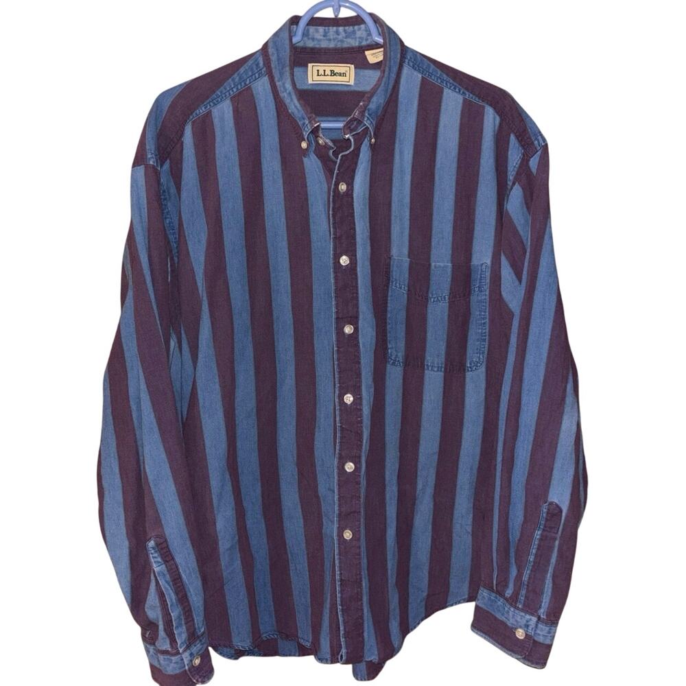 Vintage L.L. Bean men’s blue purple striped long sleeve button down (L Reg)